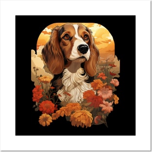 Foxhound   Dog Vintage Floral Posters and Art